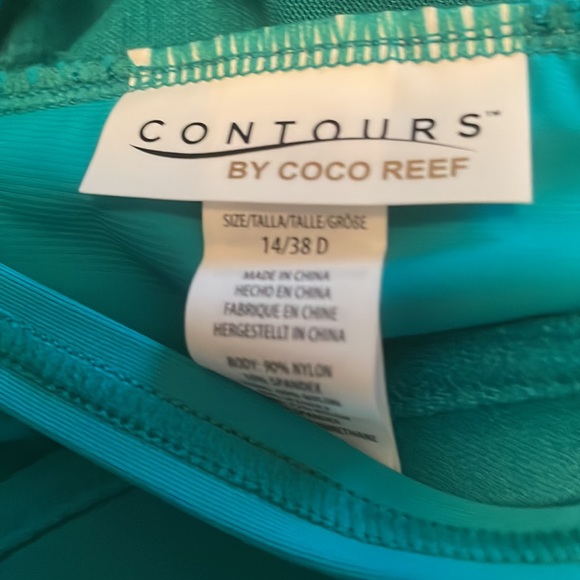 Coco Reef Diamond Wrap bra sized tankini top, Turquoise. - Picture 4 of 4